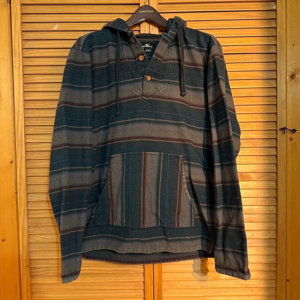 O’Neill Striped Hooded Pullover size large